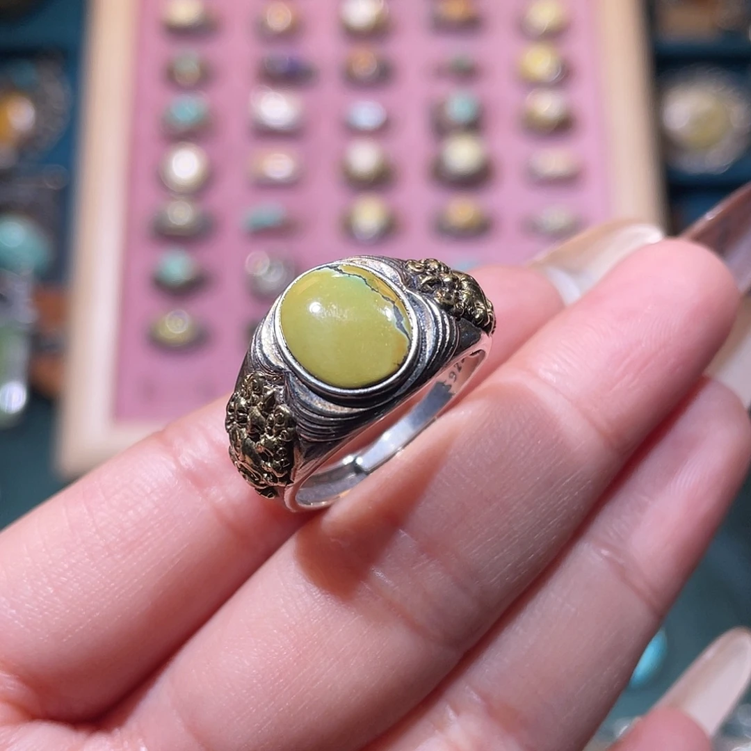 绿松石银S925镶嵌戒指戒指