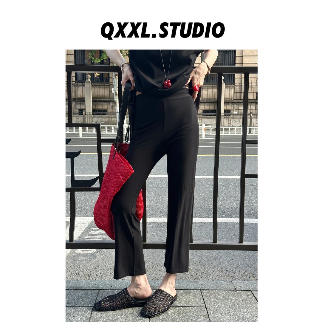 邱小小丽呀 夏款垂感舒适瘦瘦面膜长裤 高腰显瘦直筒百搭裤子女