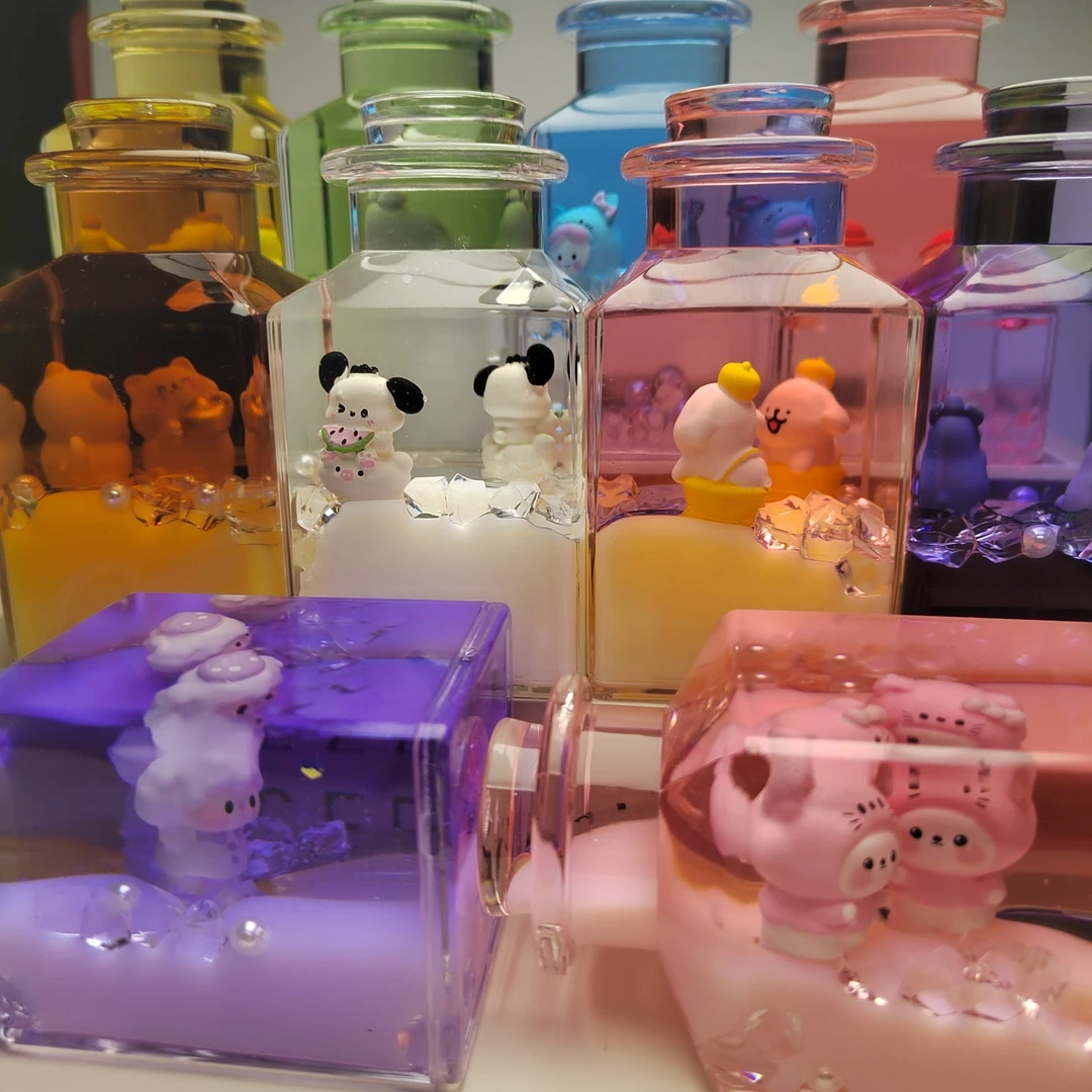 30人拆60包许愿瓶【双色渐变许愿漂流瓶】10色奶昔双公仔桌面摆件