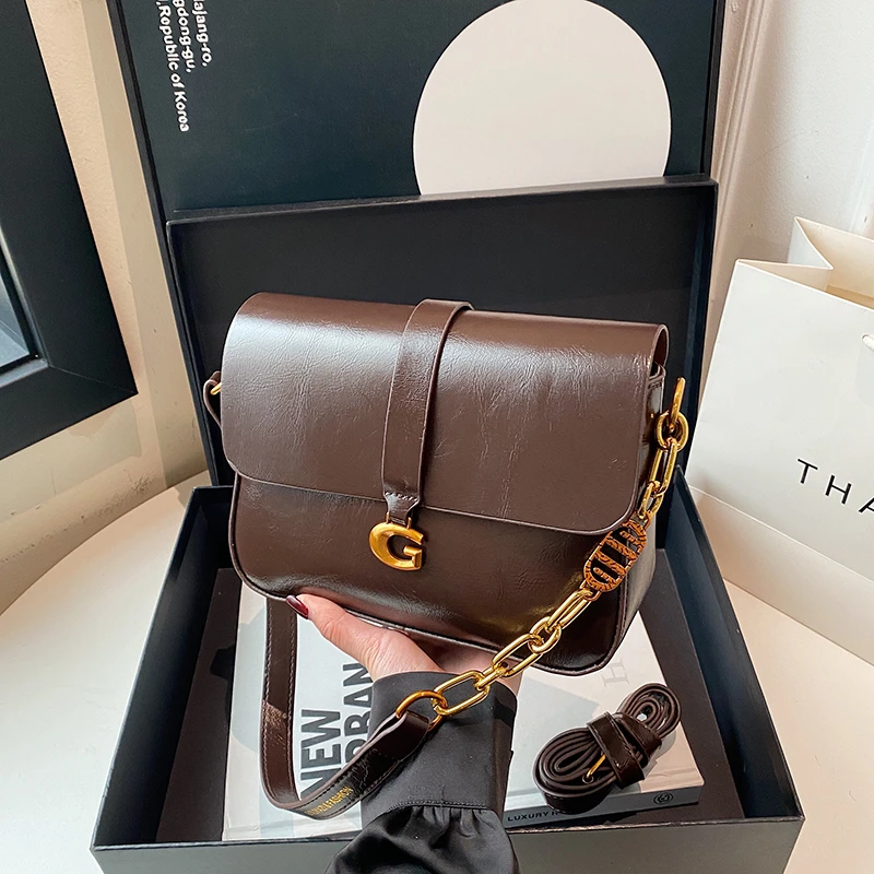 新款轻奢百搭高级感气质时尚斜挎女士包6022咖