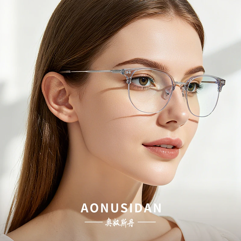 奥奴斯丹B-42超轻钛框眼镜男女款近视专业可配度数大脸眼镜镜框