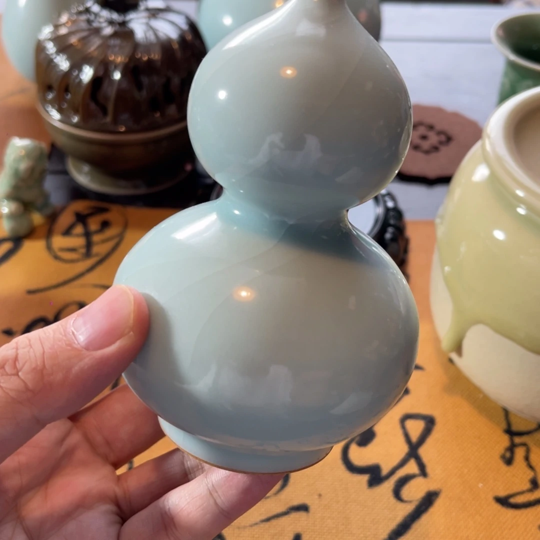琉璃手工艺品龙泉青瓷葫芦瓶
