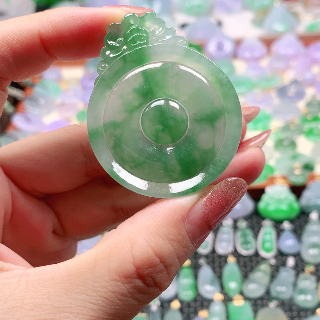 吊坠(不含链)18K金镶嵌翡翠