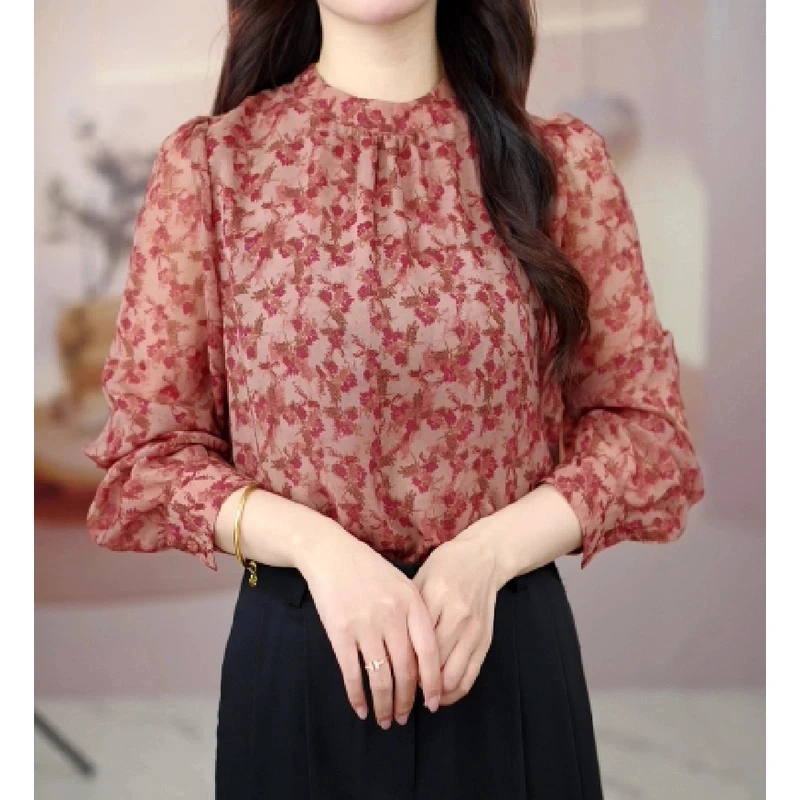 春意阑珊衬衫女2025新款高端设计感气质上衣洋气减龄小衫JA13