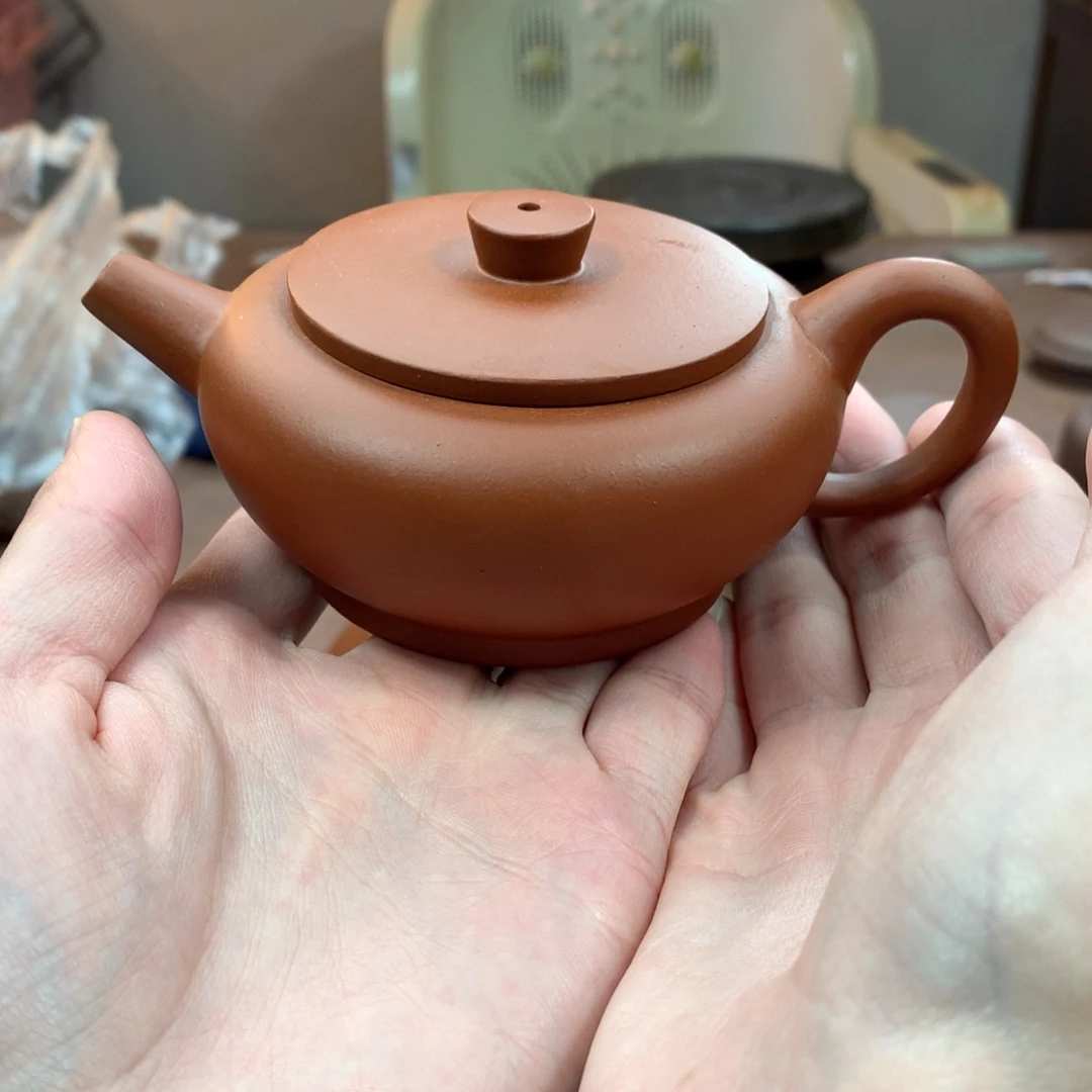 紫砂茶壶巨轮 朱泥 140cc 周宜君（网孔）