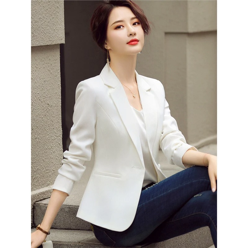 白色小西装外套女春秋2025新款高级感气质小个子职业休闲西服上衣