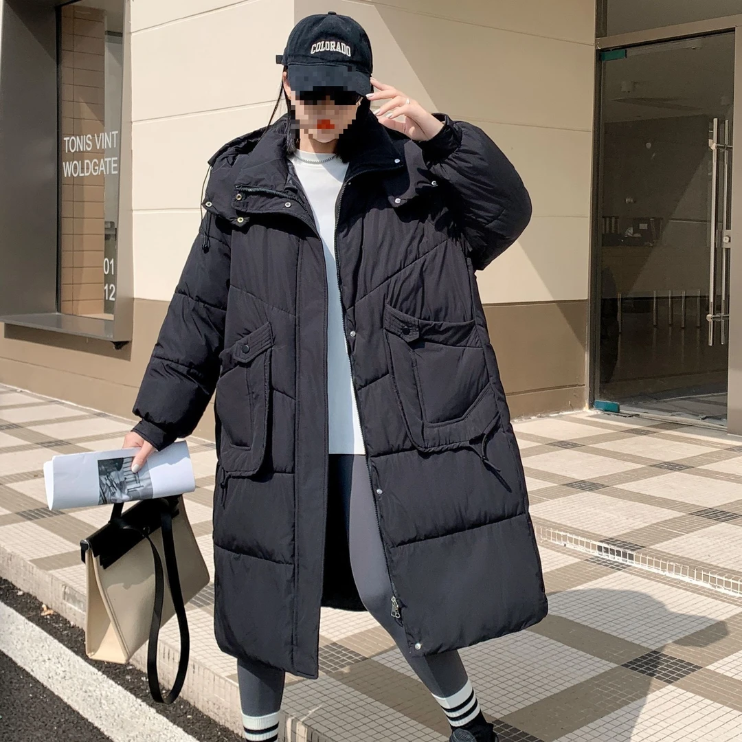 时尚衣橱~情侣冬装韩版休闲中长款连帽棉衣大码宽松胖加厚外套