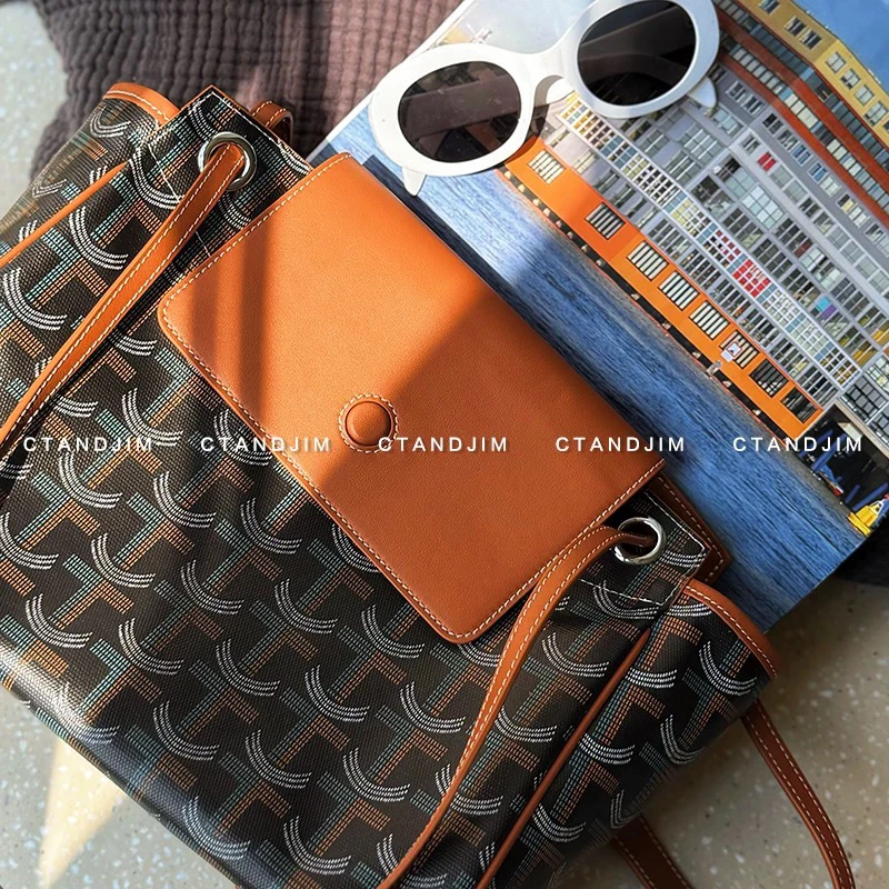 CTANDJIM头层牛皮老花腋下hobo包 公文包  通勤包 手袋  内胆