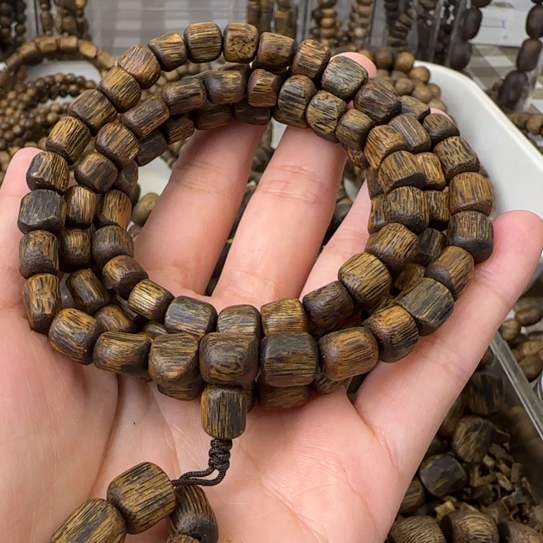 沉香手串心***凉多圈树心油乌身24.7克老料