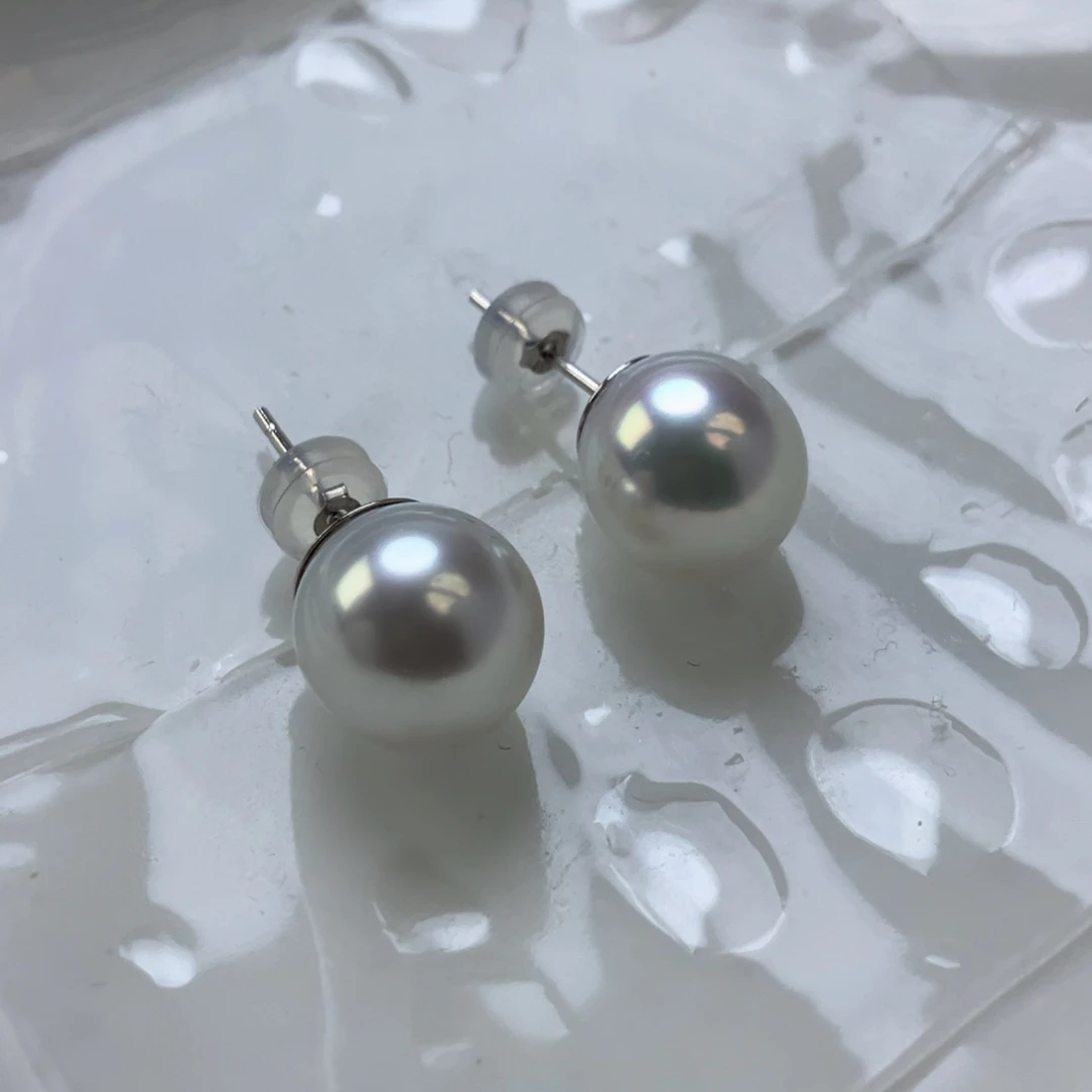 海水珍珠耳饰银S925镶嵌
