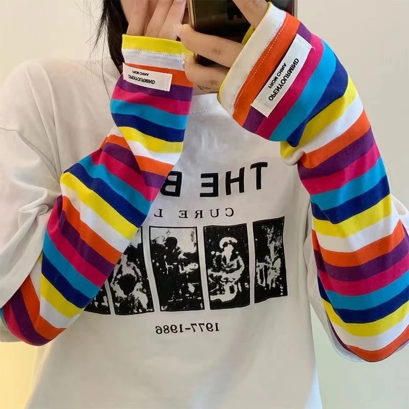 5新款拼色条纹防晒袖套女生冰丝宽松夏季遮阳防护臂C