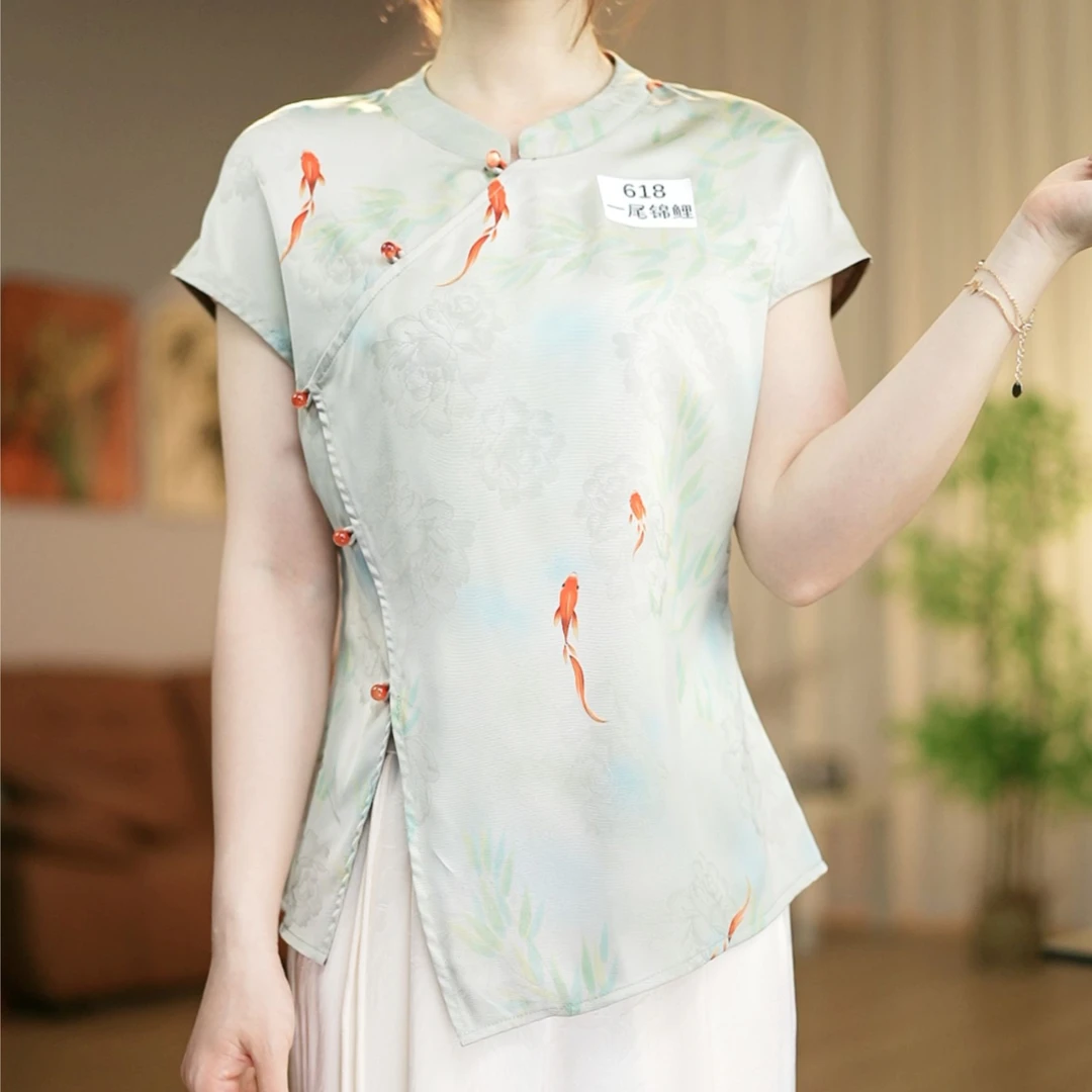 【B618-一尾锦鲤】改良版新中式国风女款复古修身开衫飞袖上衣