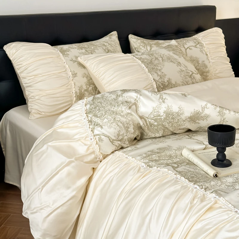 法式复古高级感秋冬微磨毛四件套床单被套柔软亲肤床品轻奢欧式