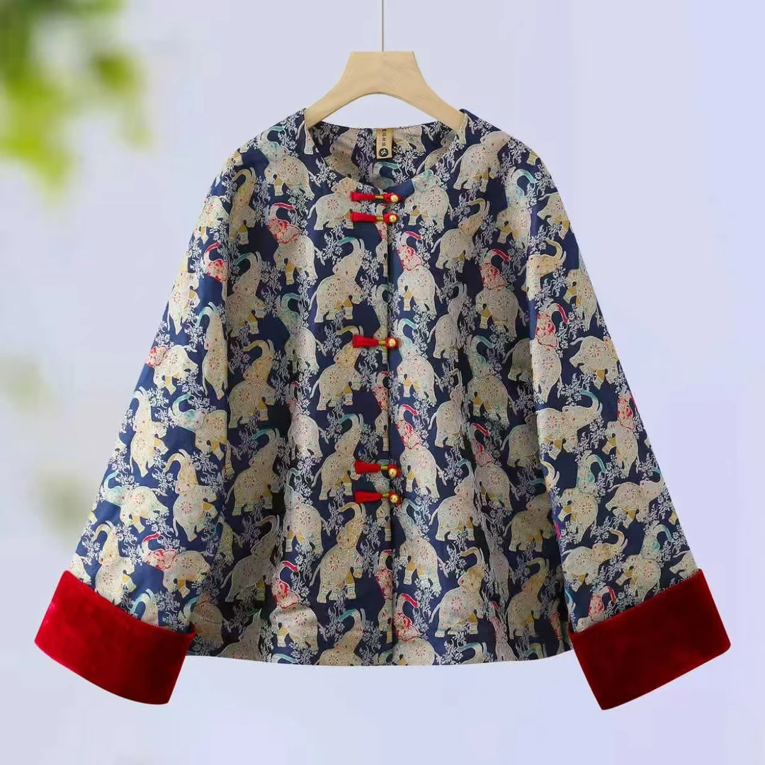 7083 （棉服）新中式女装 秋冬新款女式外套 国潮风女士圆领上衣