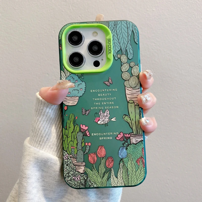夕与空春日绿适用苹果16promax手机壳iphone14/15创意13/12/11软