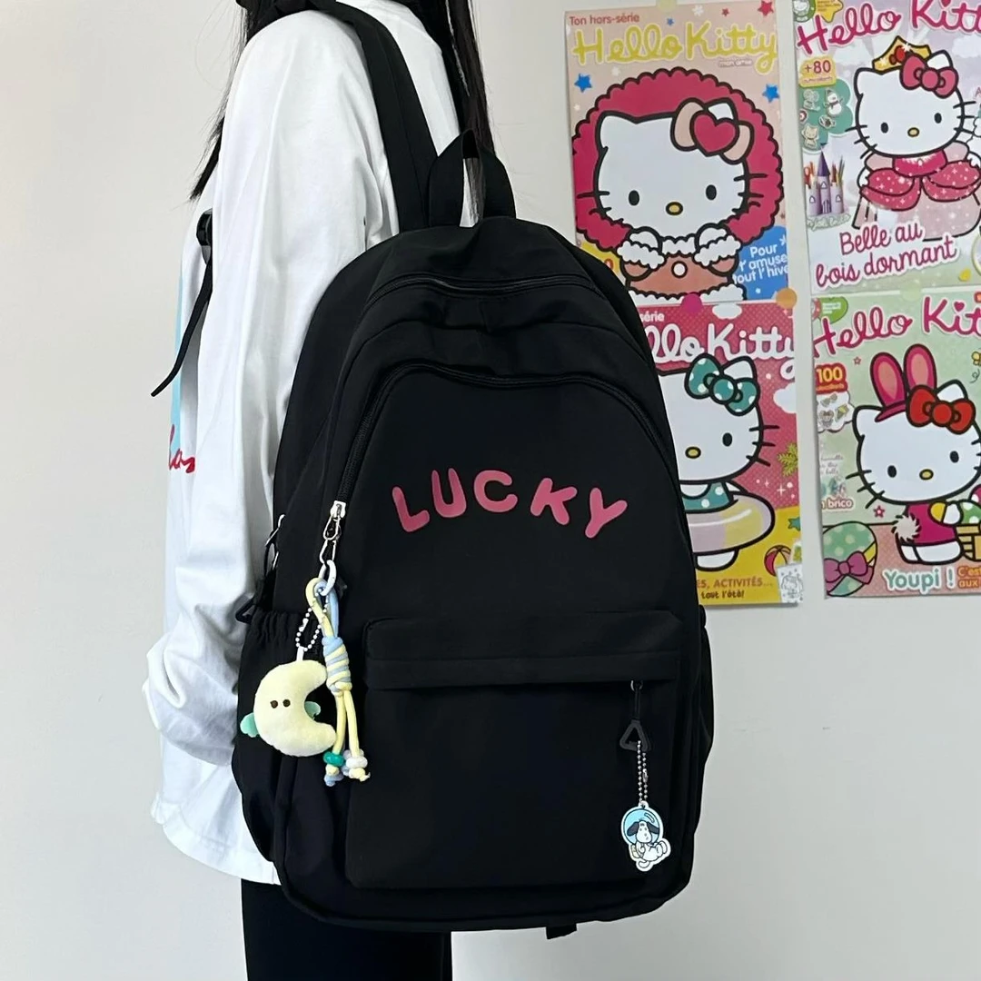 日本书包女初中生ins大容量简约百搭双肩包高中生大学生轻便背包