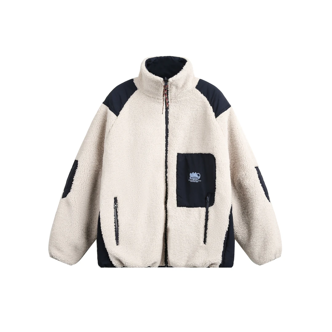 【棉服】立领男双面穿日系复古保暖棉衣厚款针织收口袖色块情侣棉衣