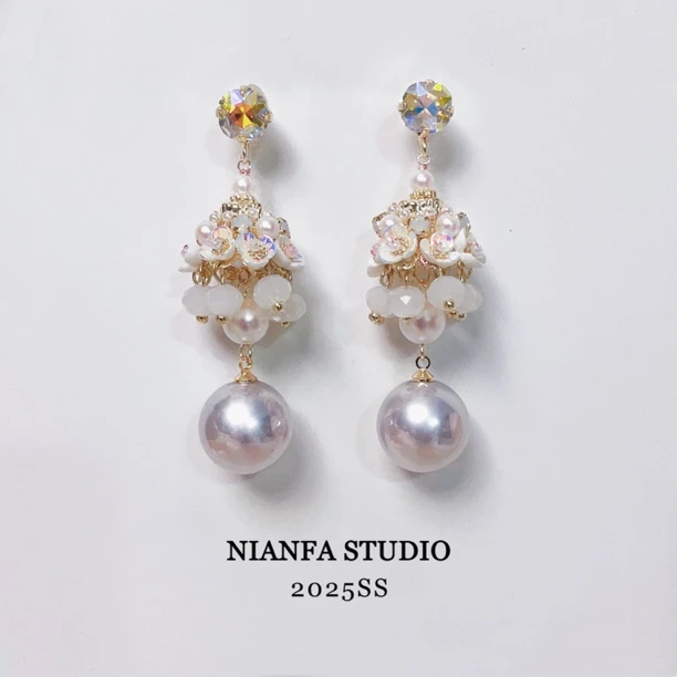 铜合金耳饰 甜美日韩复古宫廷风花朵耳环女设计师手作气质耳坠