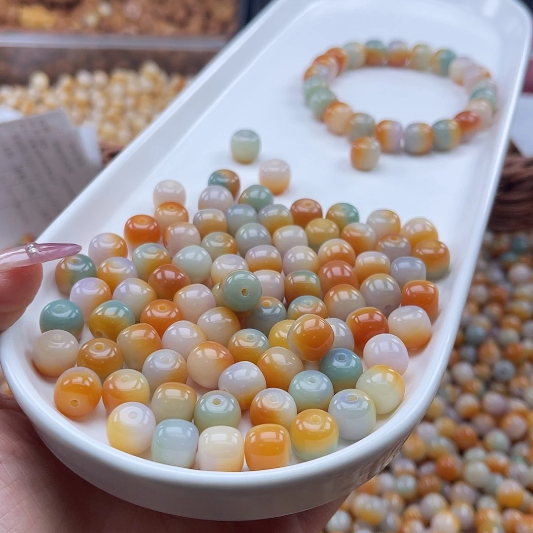 白玉菩提吊坠c10mm/30+3颗三彩