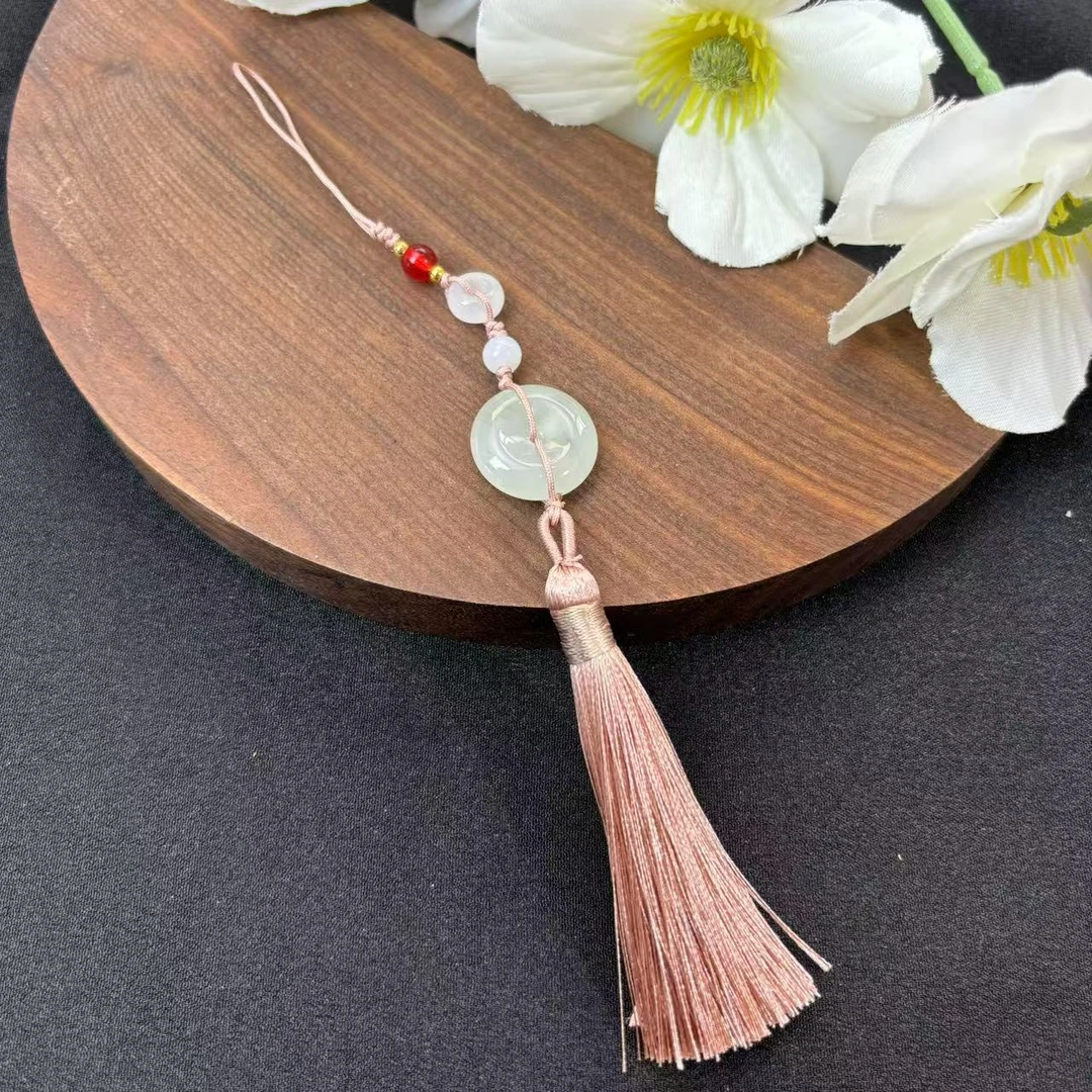 【七七专属】金丝玉平安扣流苏挂件19*6mm qqdc500