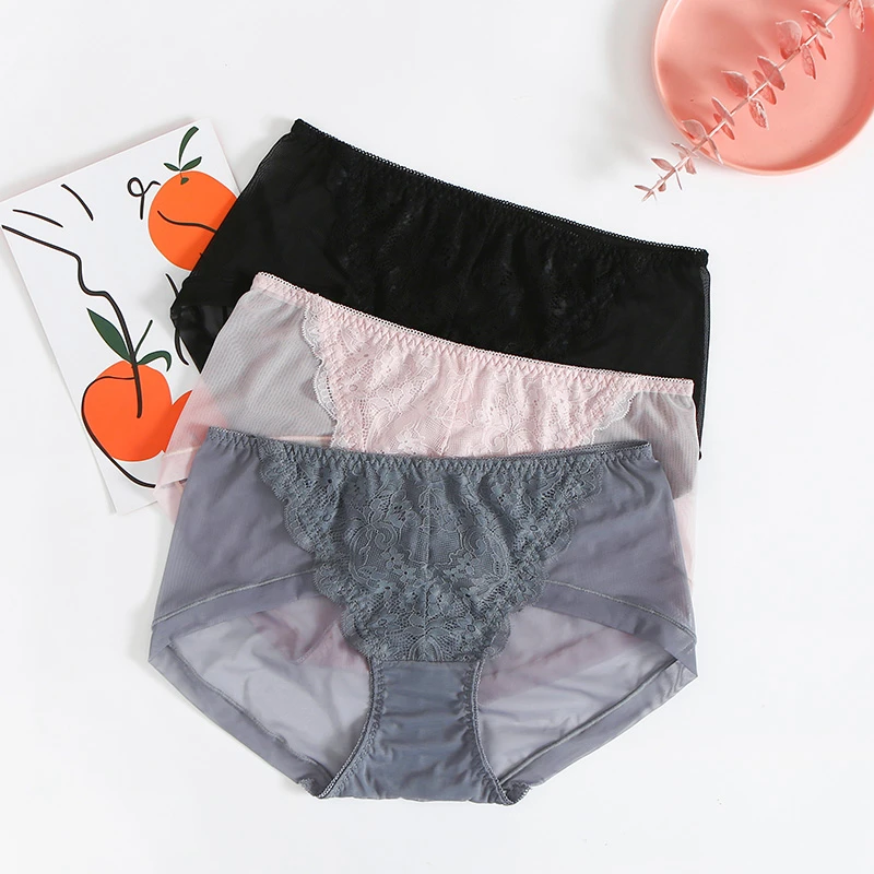 无品牌记忆AB面蚕丝无痕内裤蕾丝花边女士时尚