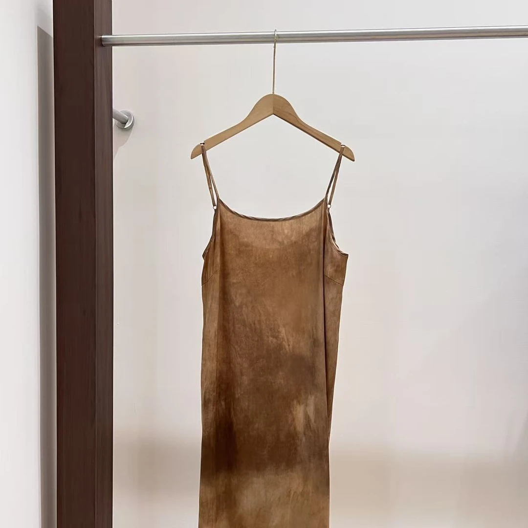 ZZ轻奢风慵懒风不褪色吊带连衣裙纯色百搭设计师女士X065