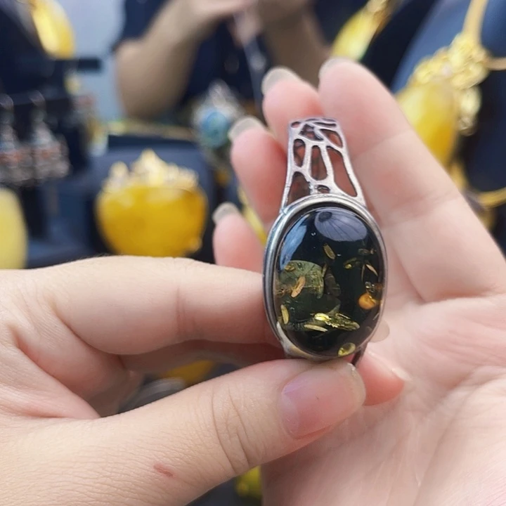 琥珀银S925镶嵌裸石
