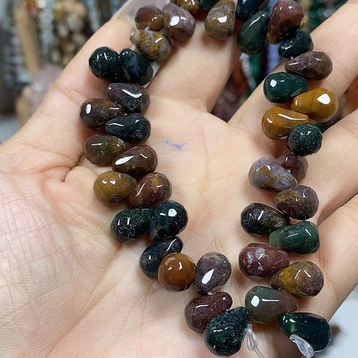 玛瑙/玉髓未镶嵌珠宝半成品天然玛瑙切面水滴卡8*12mm