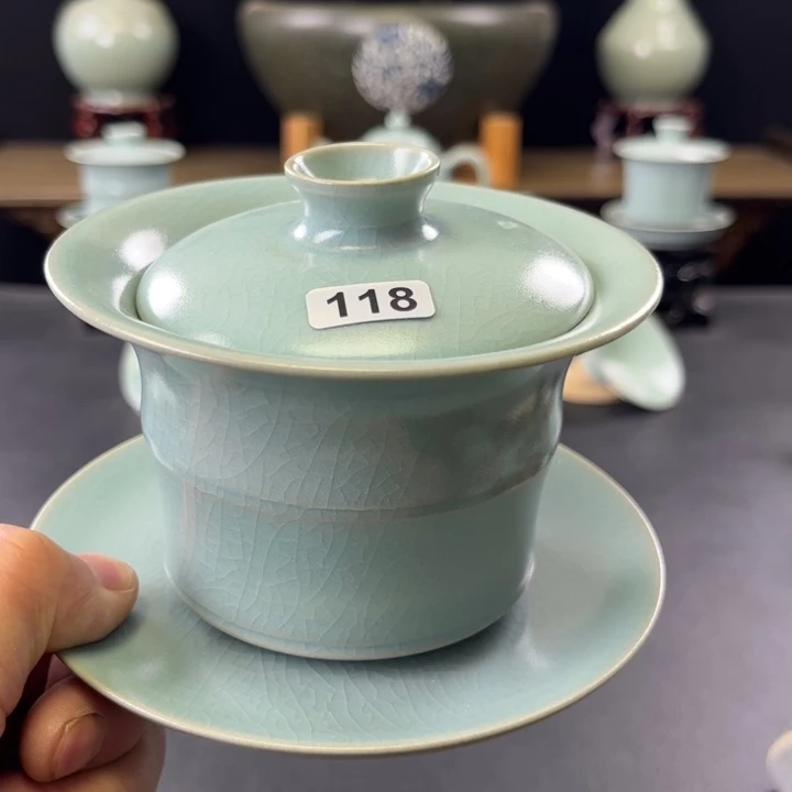 杯仿古釉汝官窑竹节盖碗118号