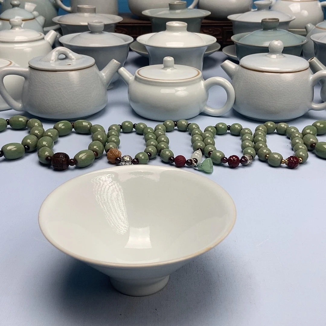 杯月白釉斗笠杯原矿原釉原产地