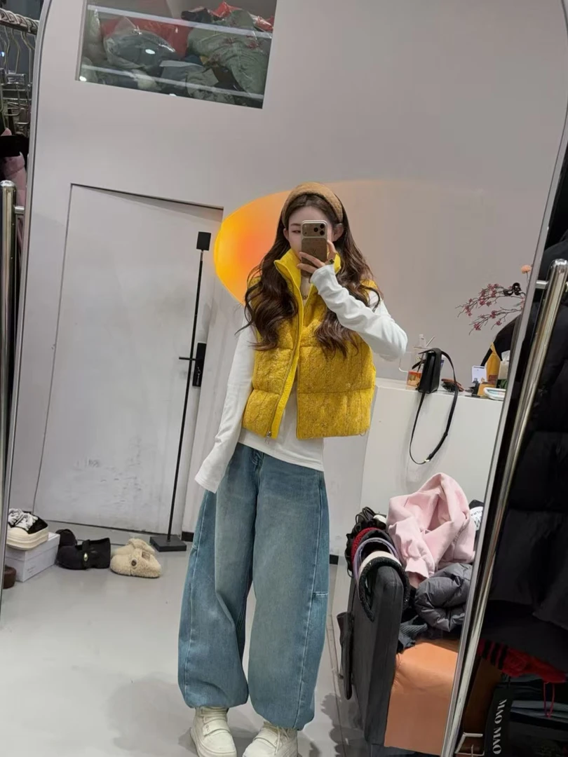 简衣 冬季黄色立领马甲