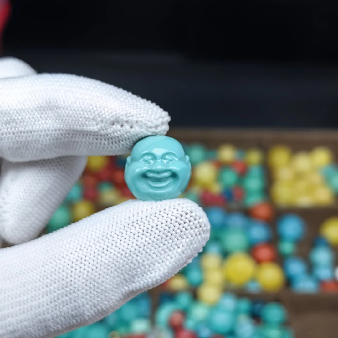 【A75】14mm笑佛满工精雕散珠文玩顶珠腰珠配珠配饰手串配件