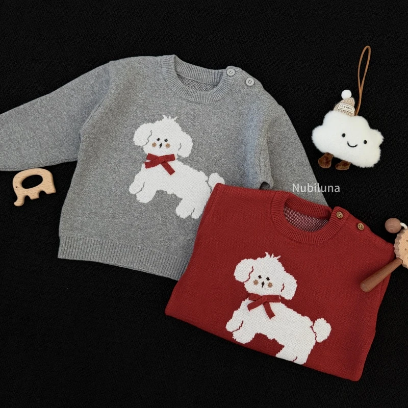 掌心汪崽｜Nubiluna趣味小狗针织纯棉毛衣婴幼儿套头加厚圣诞新年