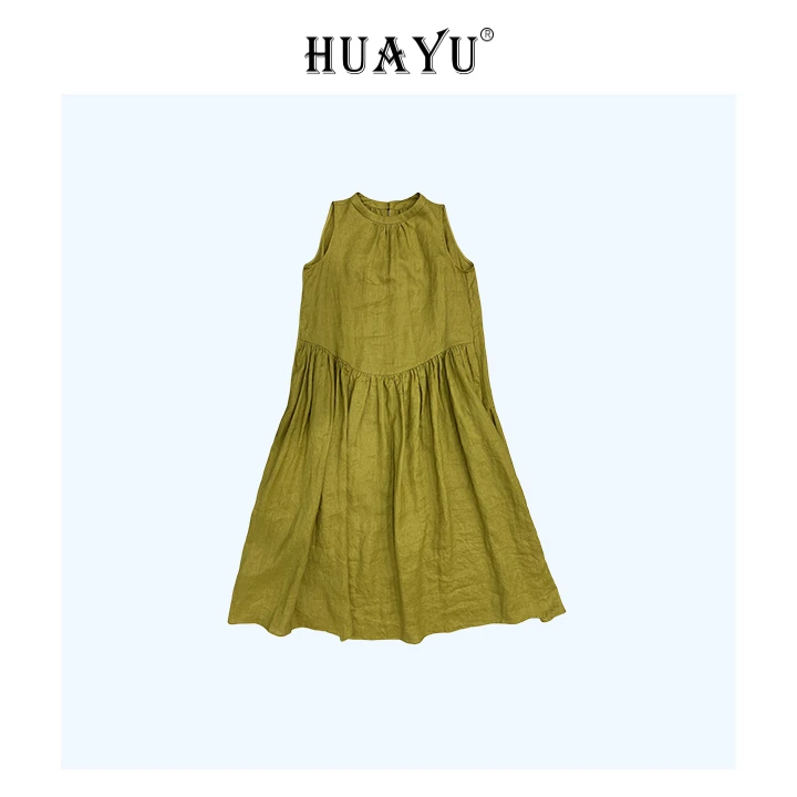 2025春夏新款时尚亚麻背心连衣裙HS83837