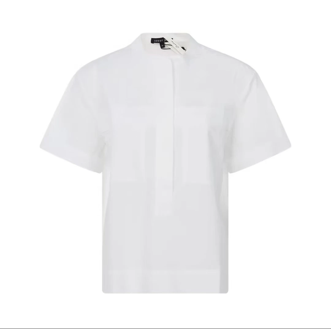 未使用 MaxMara Soeur 女士白色棉质日常休闲短袖衬衫上衣