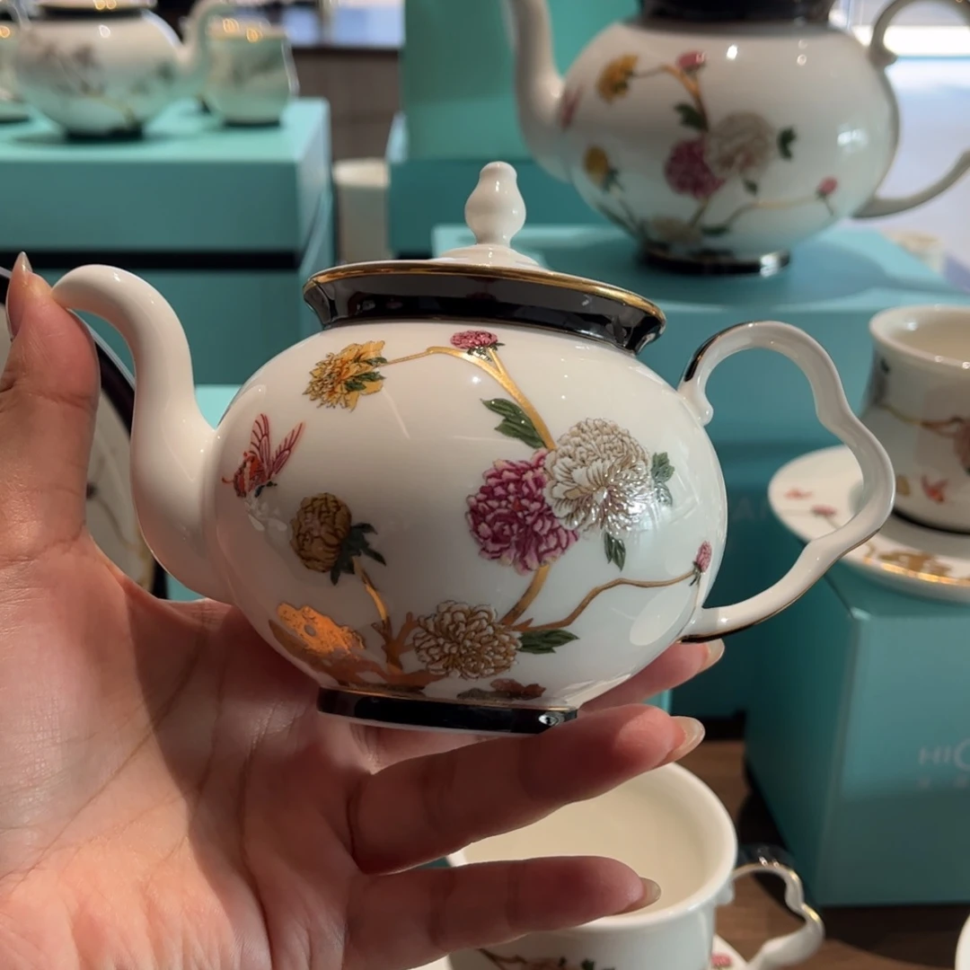 瓷片花开富贵小茶壶