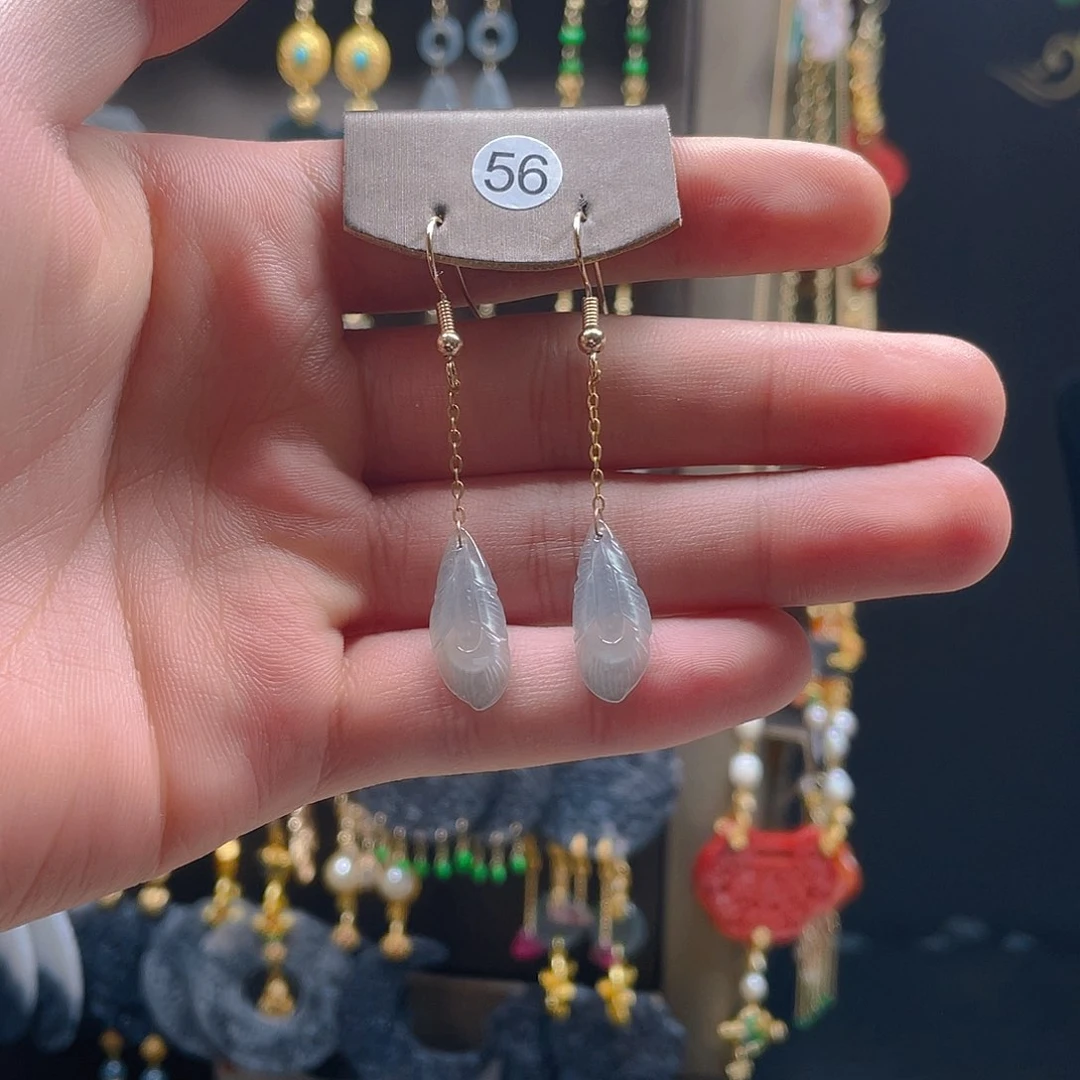 翡翠耳饰合金翡翠