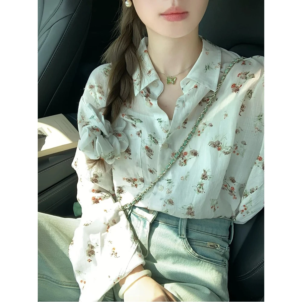 2025早春法式碎花衬衫女洋气设计感小众别致绝美衬衣长袖上衣春装