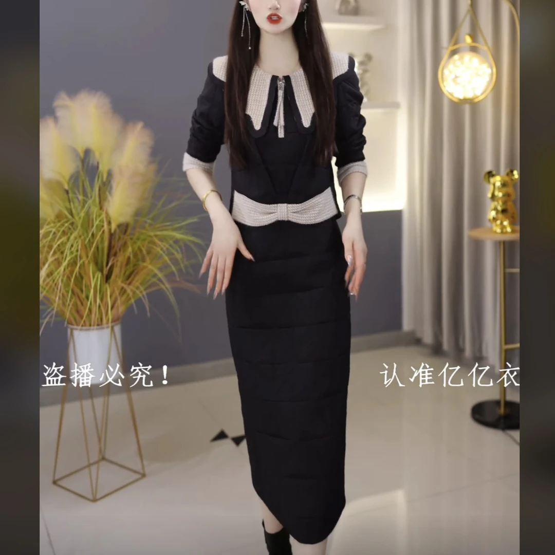 【连衣裙】C1158时尚高端中长款保暖棉服棉衣修身显瘦冬季连衣裙
