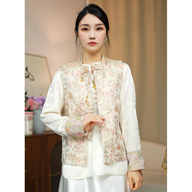 CHUNTIAN/李李国风【禧嫣】新中式宋锦提花双面双穿马甲