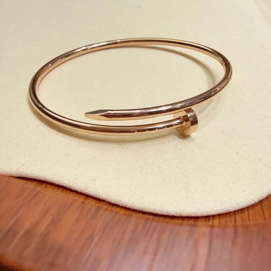 18K金素金手镯/玫瑰金色