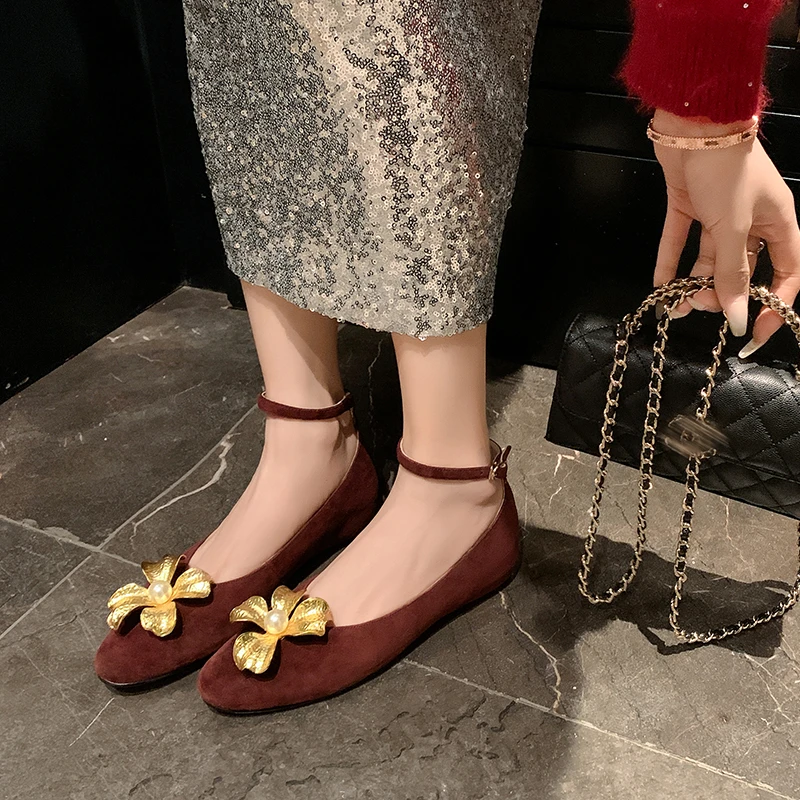 范戈希跟高3CM全羊皮女士单鞋气质百搭圆头粗跟时尚软底买1赠3