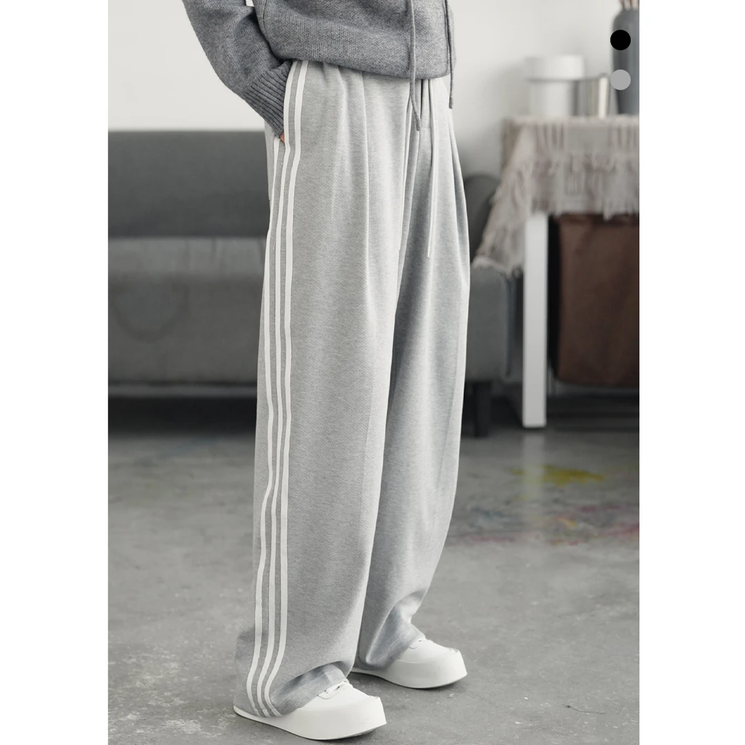 好物搭子直筒垂感男士外穿纯色抽绳条纹休闲裤BZ6362