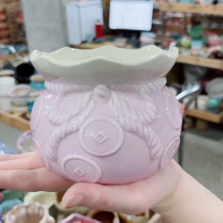 有孔.凑单10元陶瓷花盆发货！