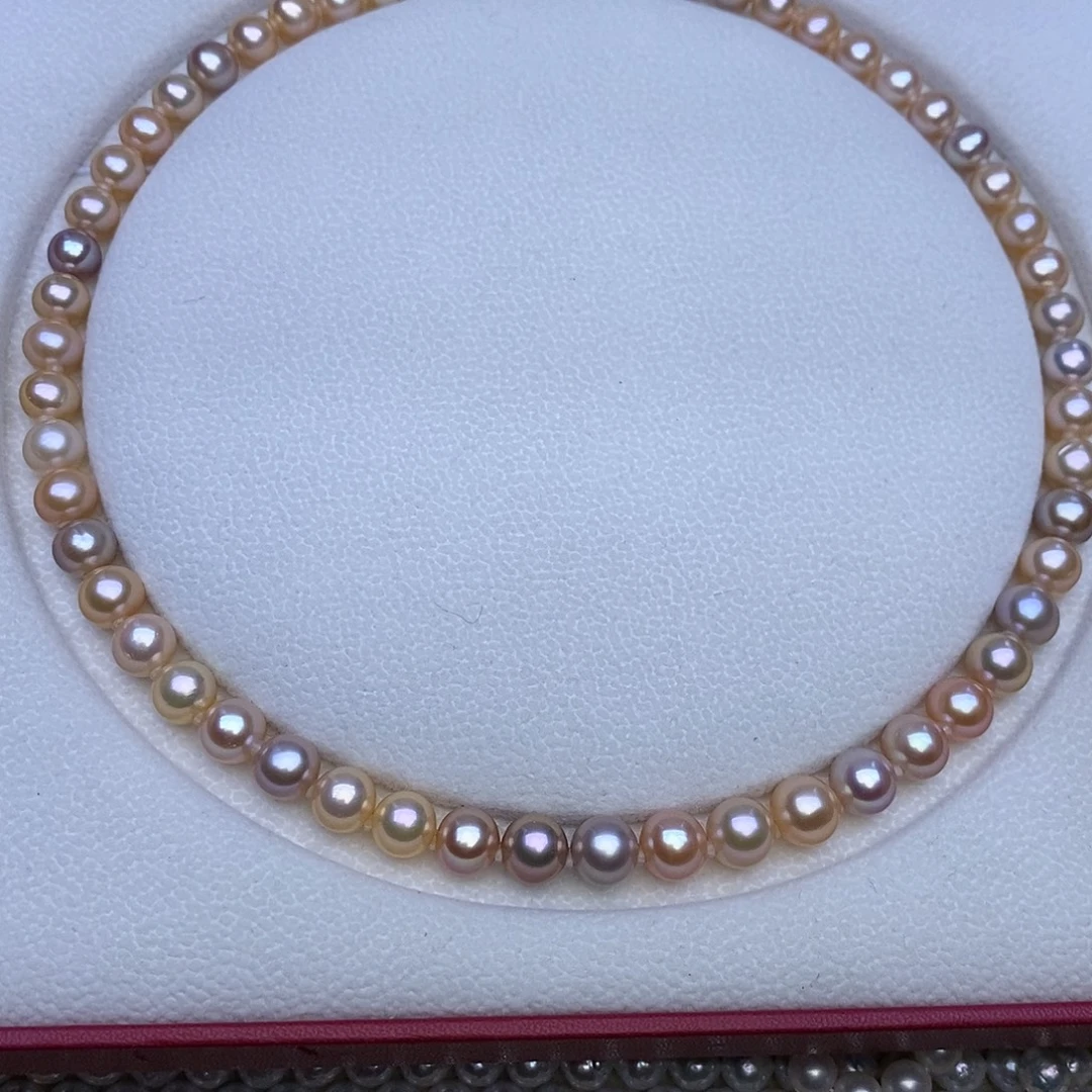 淡水珍珠未镶嵌项链无核 混彩