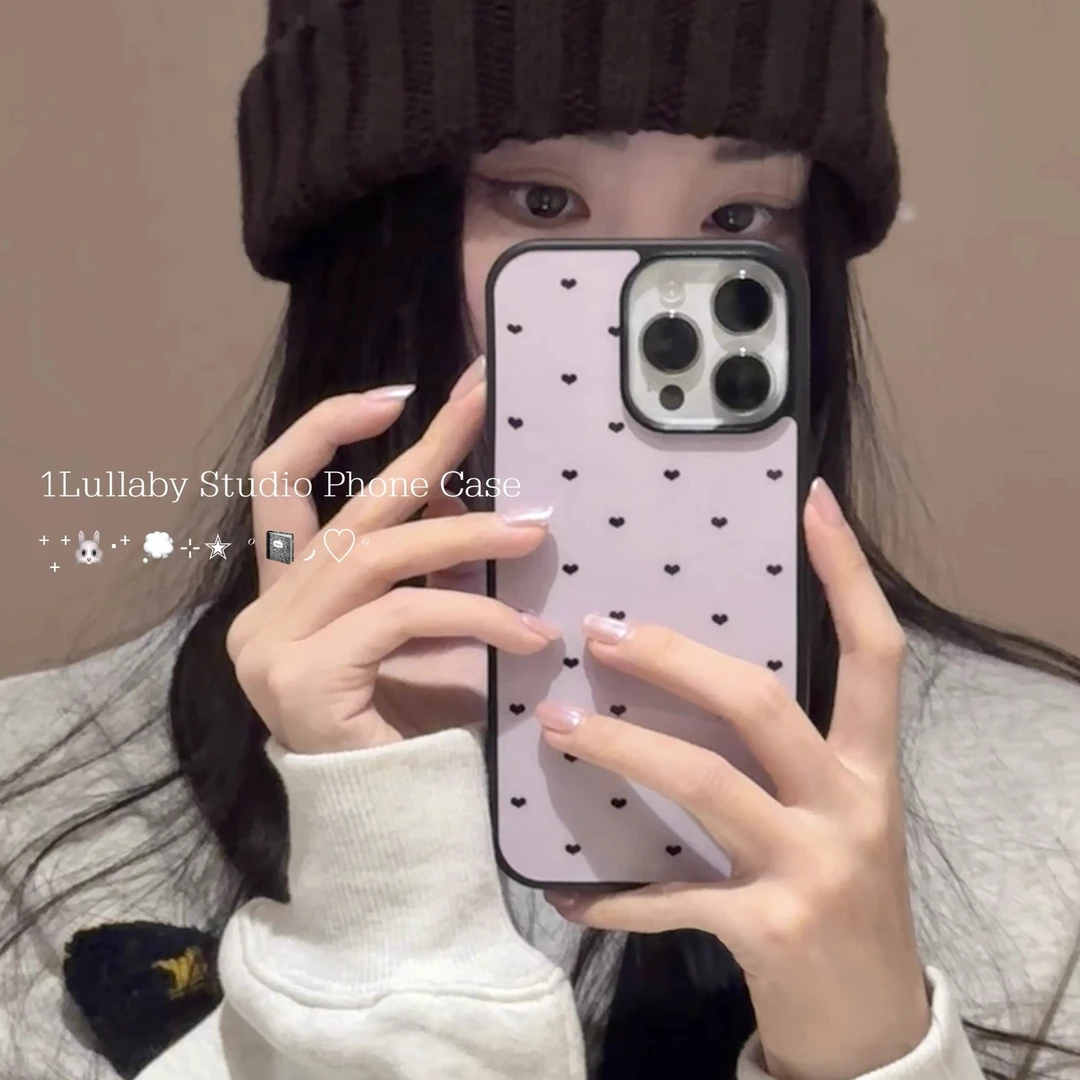 韩系粉色心温柔简约适用苹果17promax玻璃手机壳iPhone16小众15