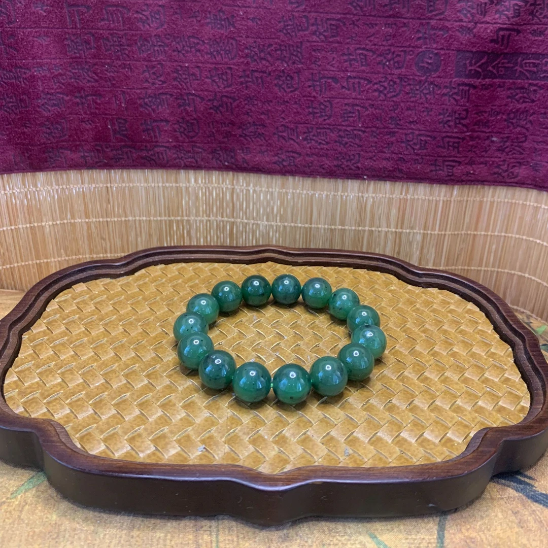 H和田玉碧玉圆珠手串（卡12）2345