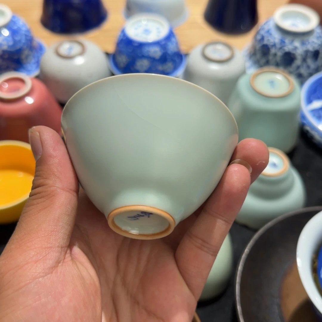 杯晓芳窑天青开片汝窑玉盏杯