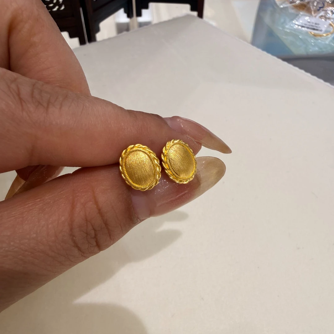 【足金耳饰】百搭时尚流金岁月耳钉足金999