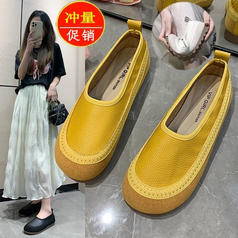 爆款豆豆鞋女软底2025春季新款百搭一脚蹬懒人鞋平底防滑女士单鞋